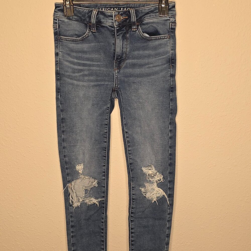 American Eagle Women's Distressed Denim Hi-Rise Legging Jeans